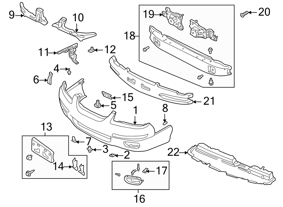 Mazda Millenia Bumper Cover Reinforcement Bracket. 1995-00. FRONT ...