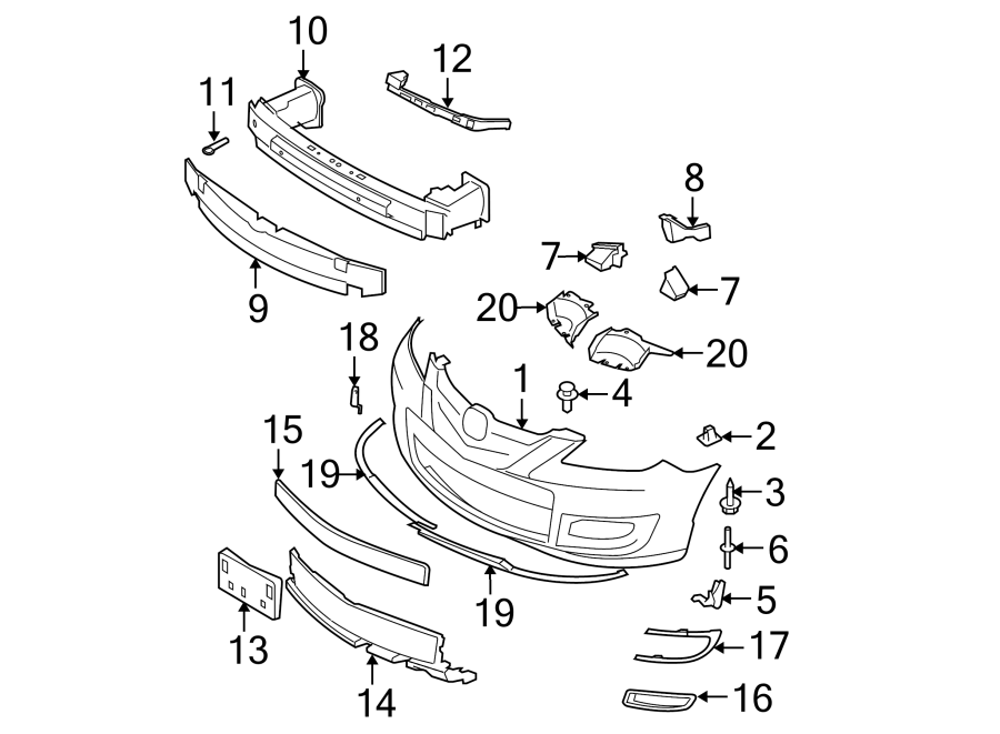 Mazda 3 Bumper Cover (Front, Upper). W/MAZDASPEED - B37F50031DBB ...