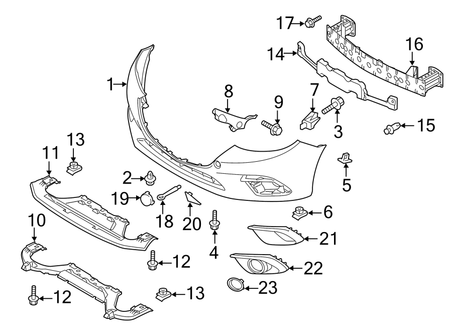 Mazda 3 Bumper Cover Bracket. Right, Front, COMPONENTS - BHN150152