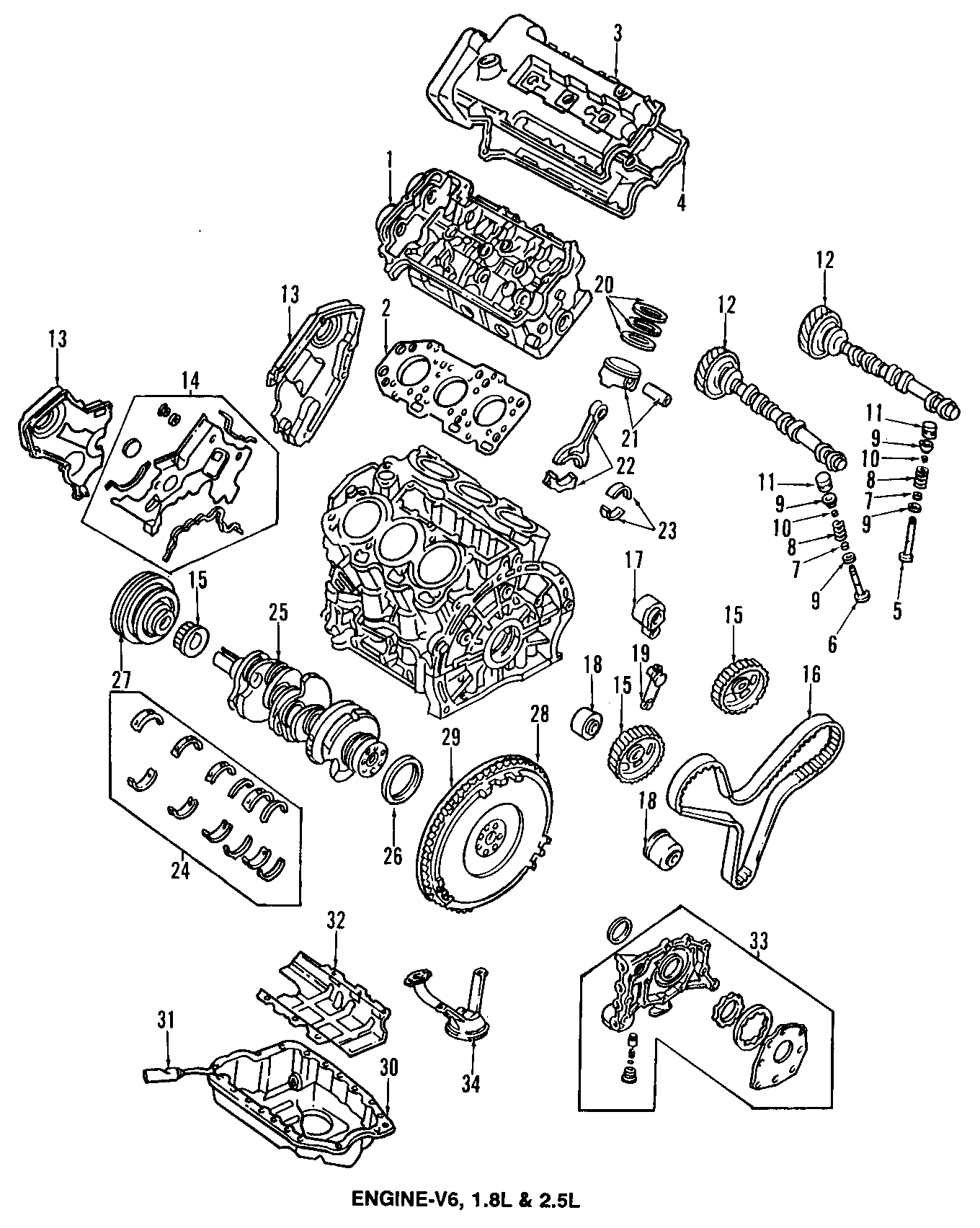 2001 Mazda Crankshaft. 626, mx-6. Millenia; 2.5l. Bearings - KLC711300 ...